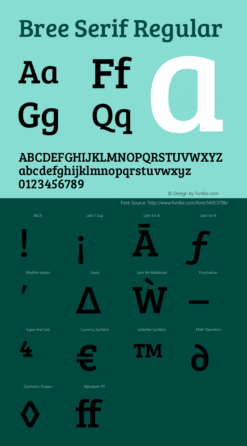 Bree Serif Regular Version 1.001图片样张