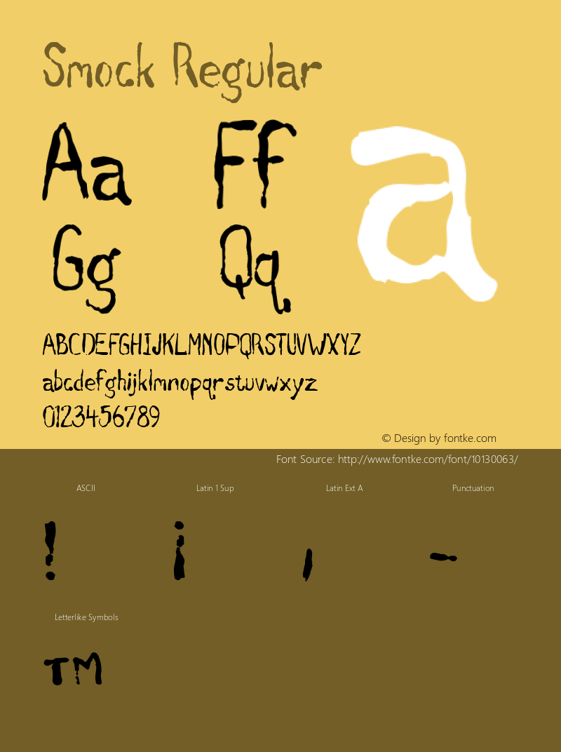 Smock Regular Altsys Fontographer 4.0.4D2 2/20/97图片样张