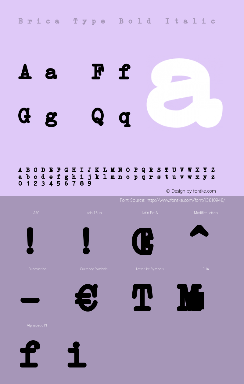 Erica Type Bold Italic Version 1.000 2010 initial release图片样张