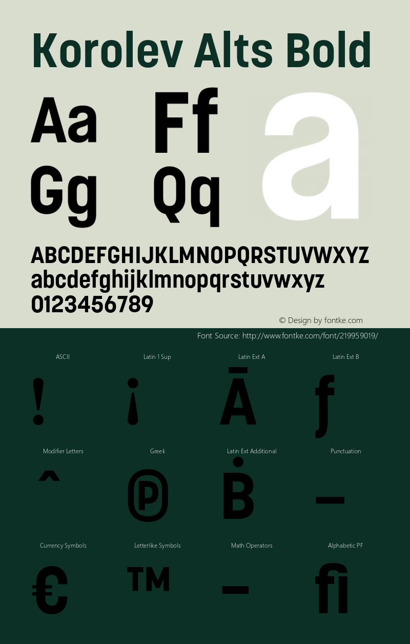 Korolev Alternates Bold Version 8.000;FEAKit 1.0图片样张