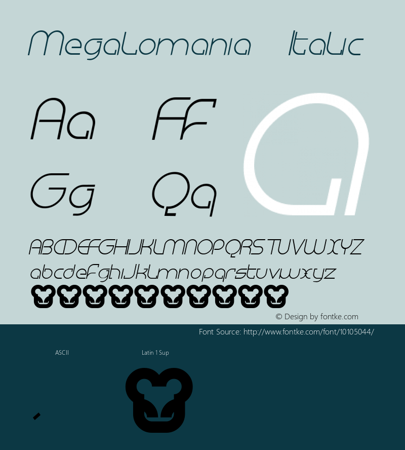 Megalomania Italic Macromedia Fontographer 4.1.5 6/3/02图片样张