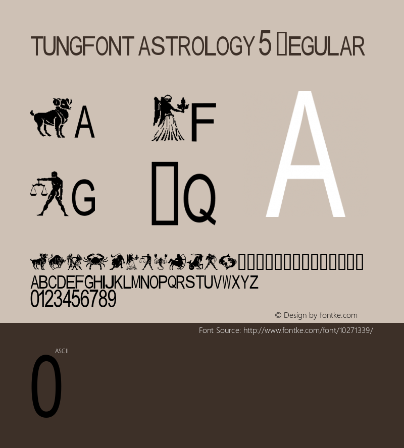 tungfont astrology 5 Regular 2000; 1.1, initial release图片样张