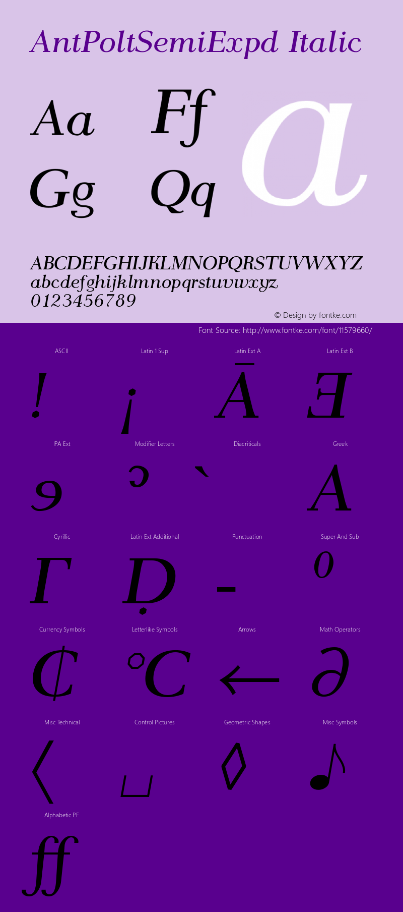 AntPoltSemiExpd Italic Version 1.101图片样张