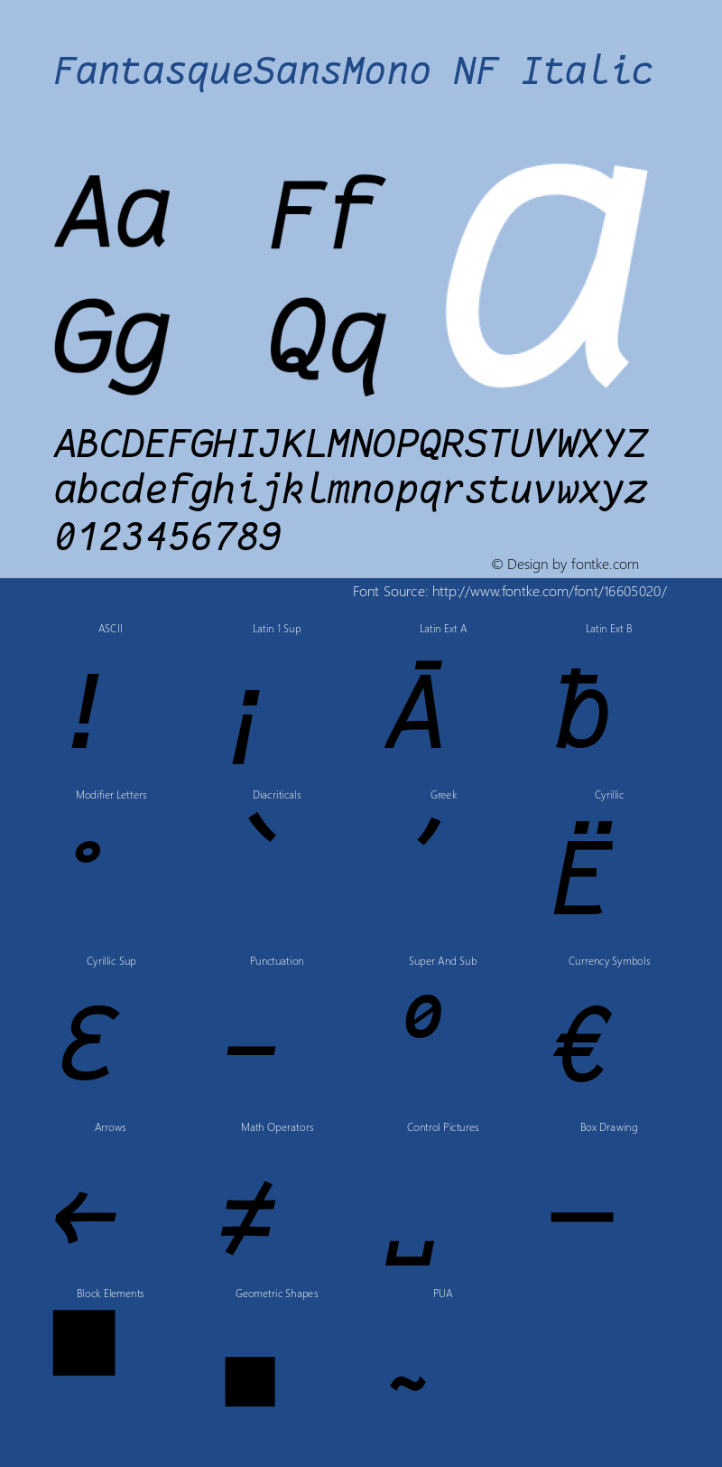 FantasqueSansMono NF Italic Version 1.7.1 ; ttfautohint (v1.4.1.16-c0b8)图片样张