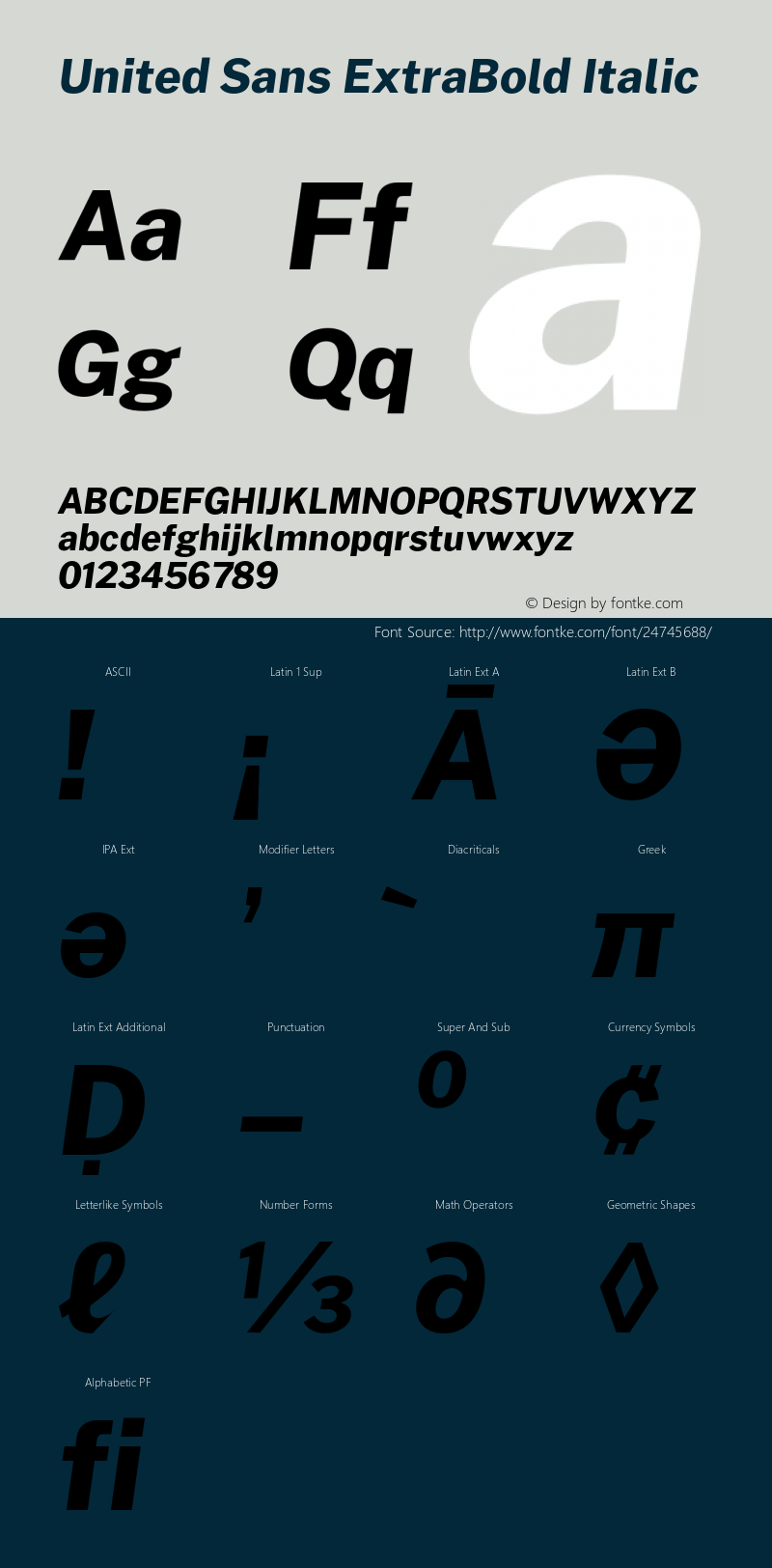 United Sans ExtraBold Italic Version 1.000;PS 001.000;hotconv 1.0.88;makeotf.lib2.5.64775图片样张