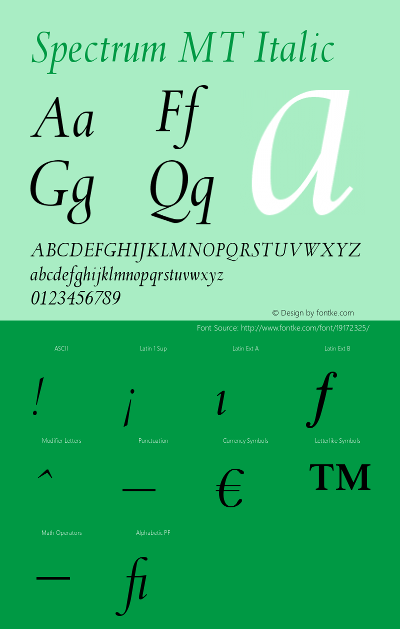 Spectrum MT Italic Version 001.000图片样张