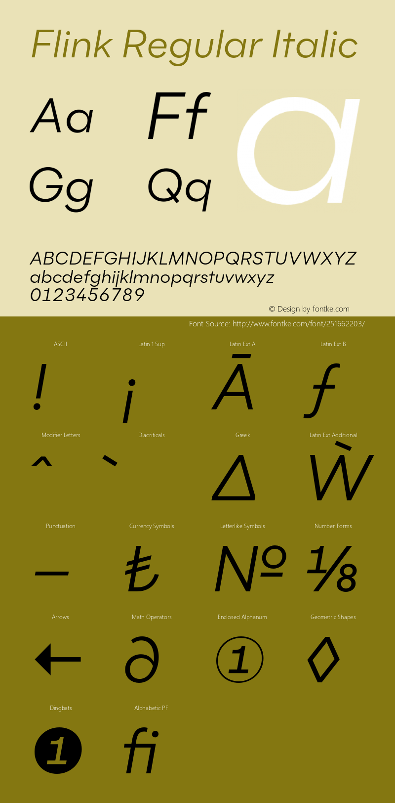 Flink Regular Italic Version 1.000;PS 001.000;hotconv 1.0.88;makeotf.lib2.5.64775图片样张