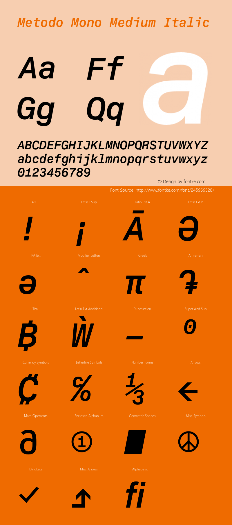 Metodo Mono Medium Italic Version 1.005图片样张