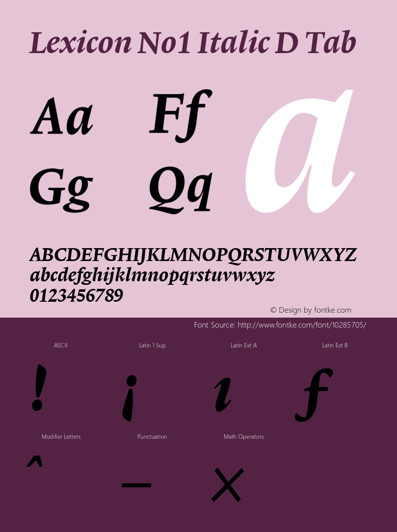 Lexicon No1 Italic D Tab 001.000图片样张