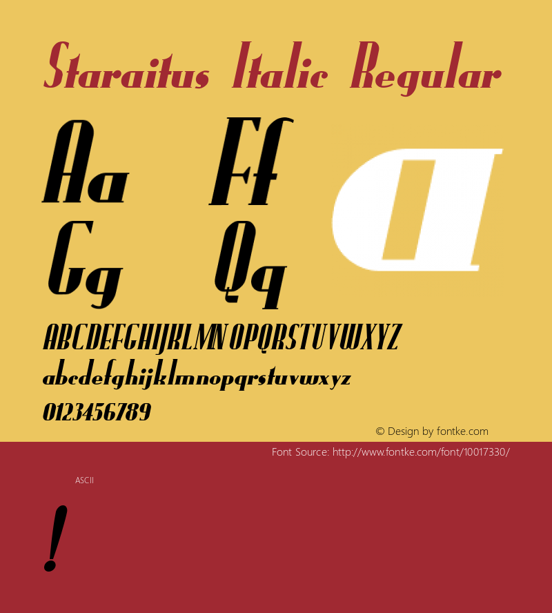 Staraitus Italic Regular Unknown图片样张