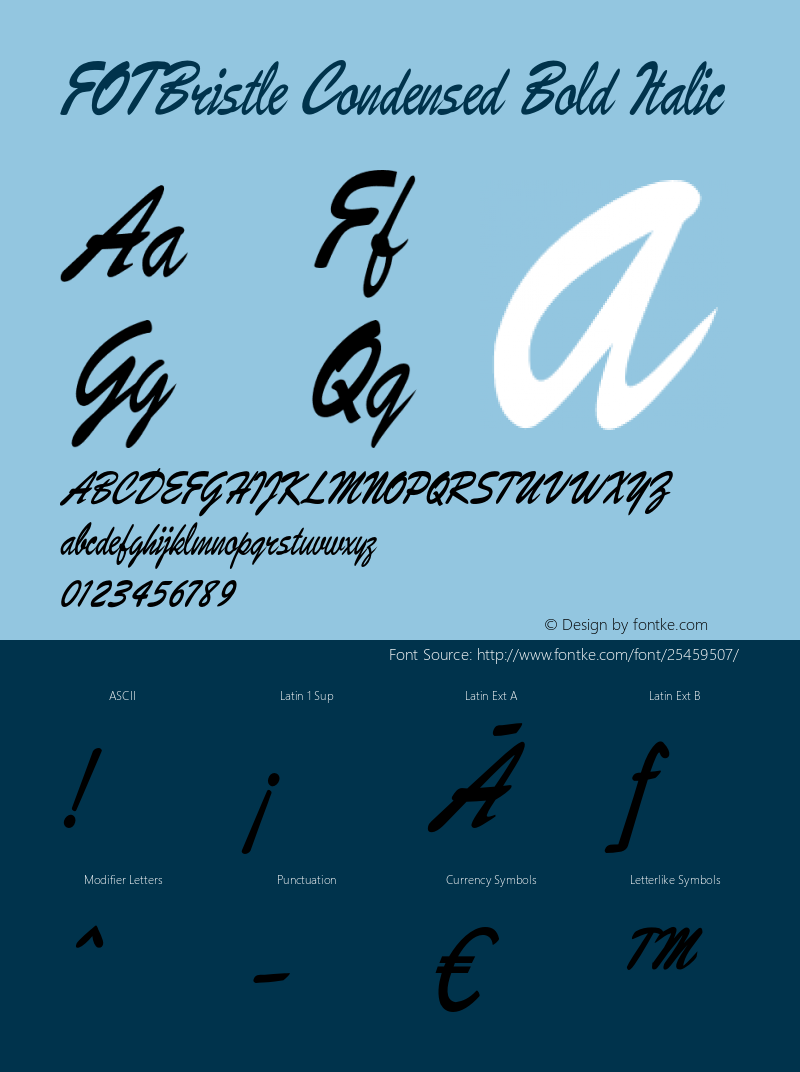 FOTBristle-CondensedBoldItalic Version 1.500图片样张