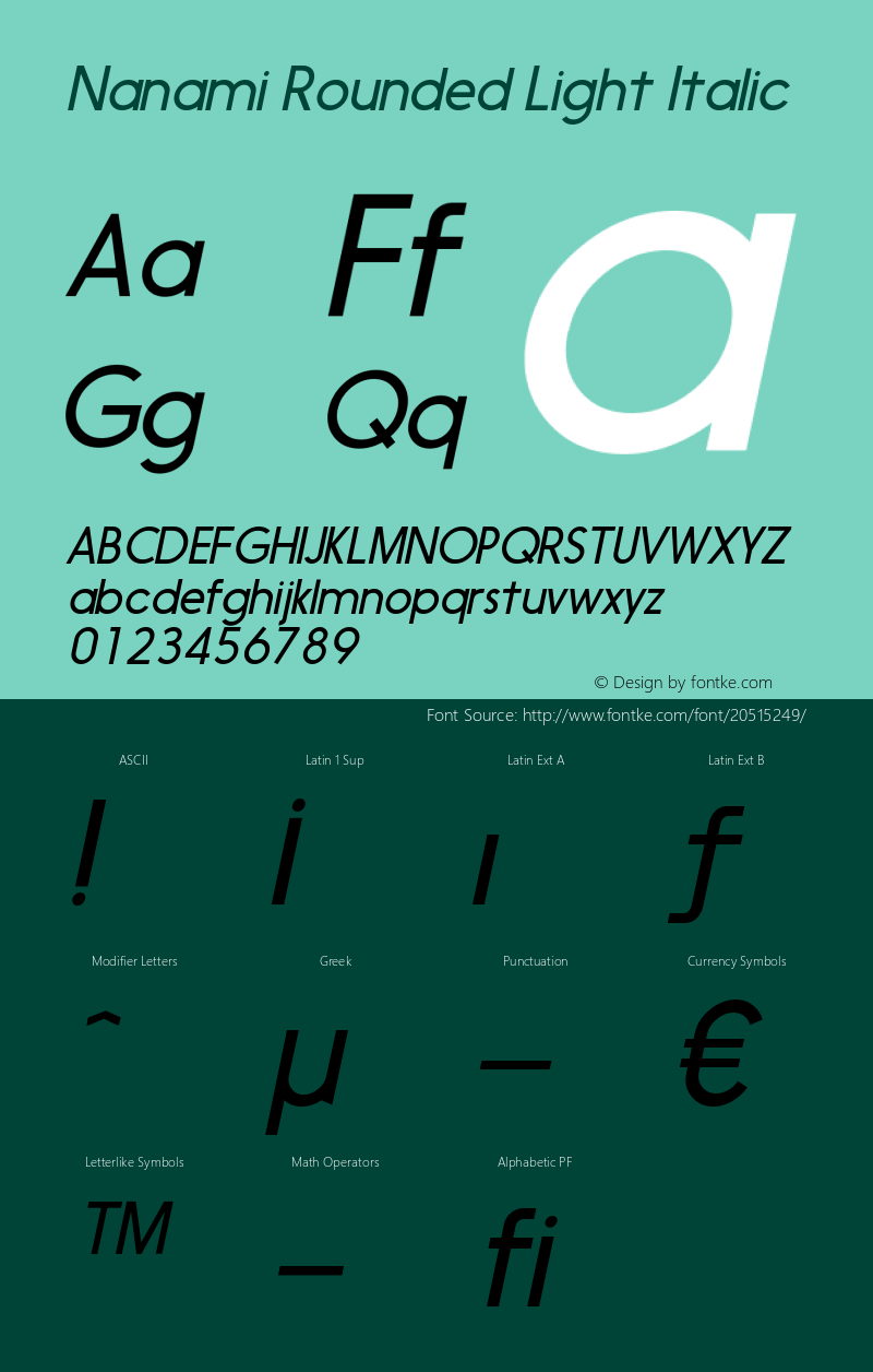 NanamiRounded-LightItalic Version 1.003;com.myfonts.thinkdust.nanami.light-oblique.wfkit2.41x2图片样张