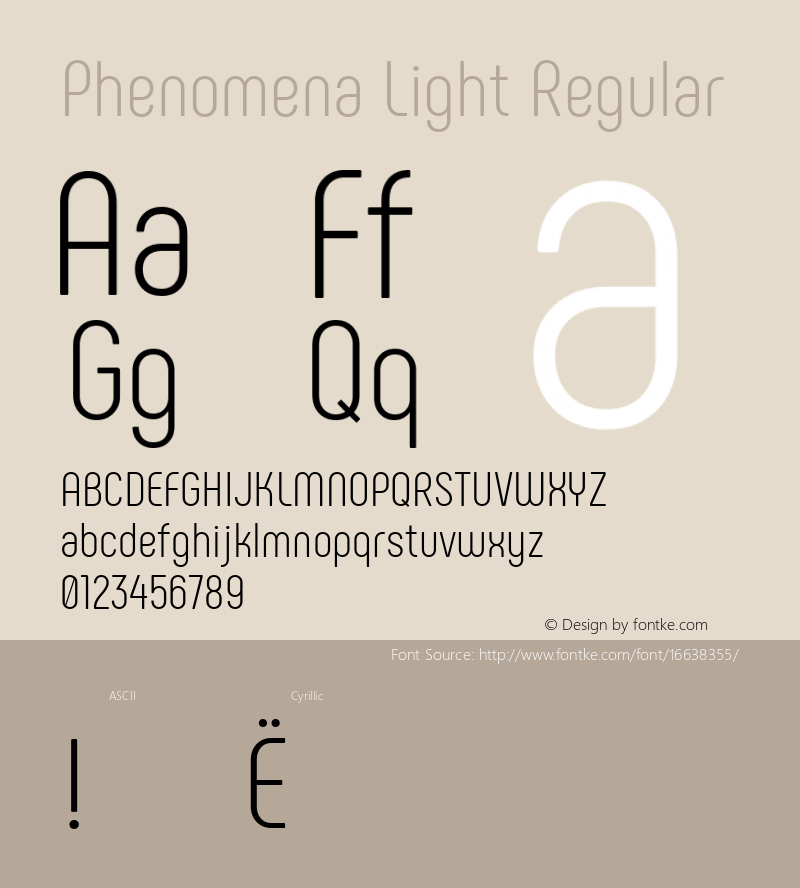 Phenomena Light Regular Version 1.000;PS 001.000;hotconv 1.0.88;makeotf.lib2.5.64775; ttfautohint (v1.4.1)图片样张