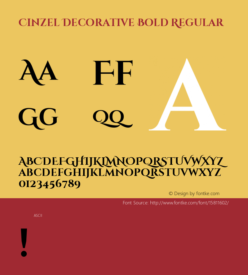 Cinzel Decorative Bold Regular Version 1.001;PS 001.001;hotconv 1.0.56;makeotf.lib2.0.21325; ttfautohint (v1.4.1)图片样张