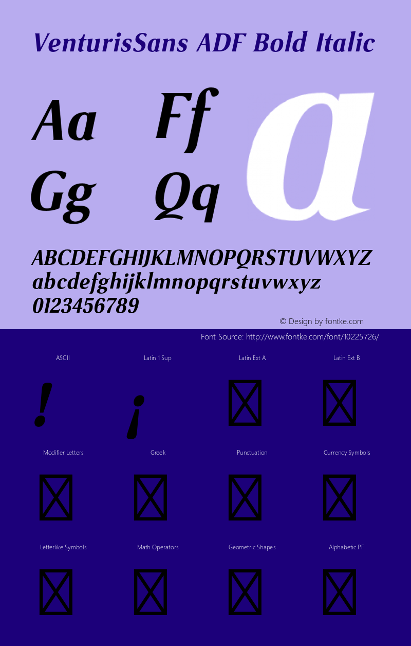 VenturisSans ADF Bold Italic Version 1.001;PS 1.003;Core 1.0.38;makeotf.lib1.6.5960图片样张