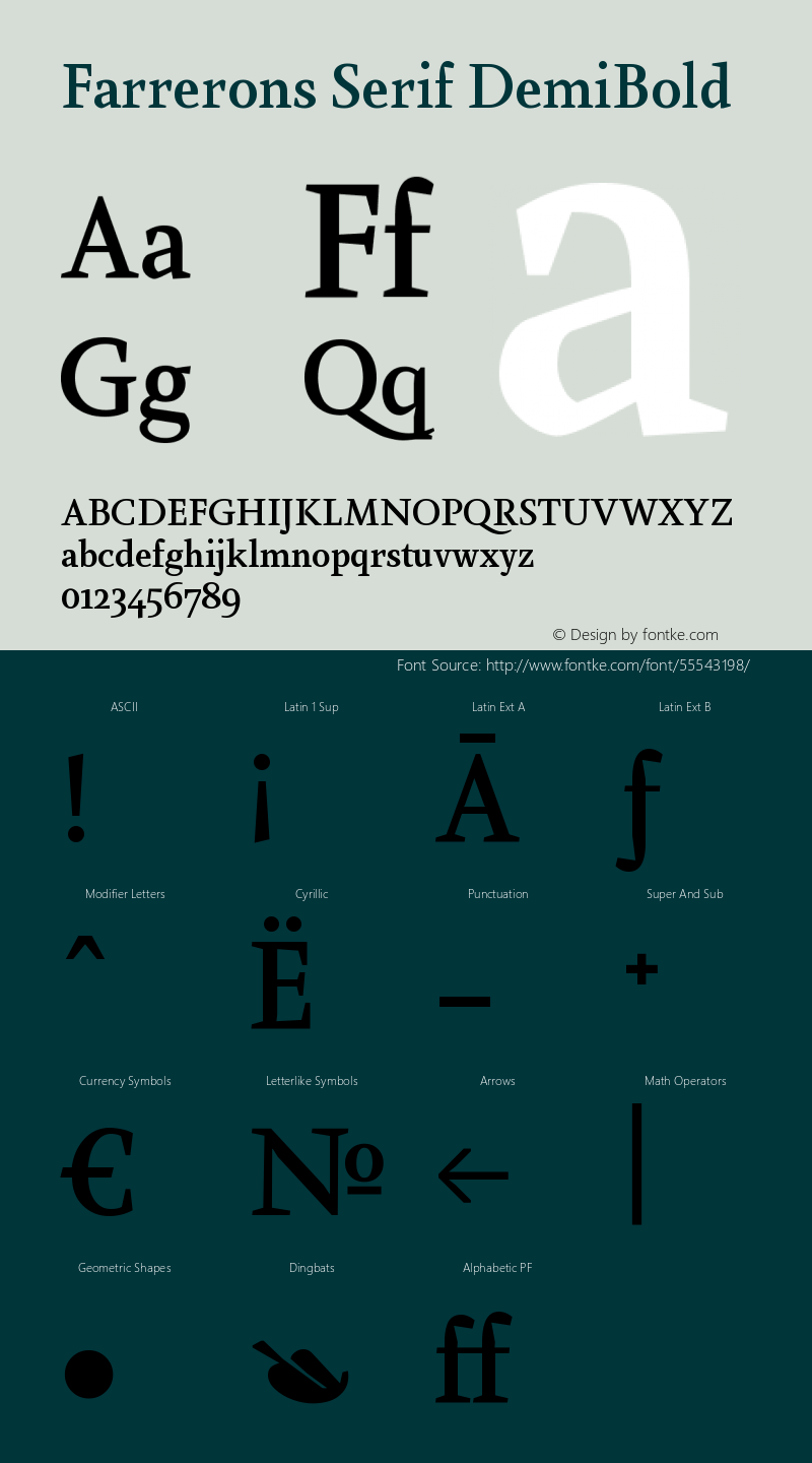 Farrerons Serif DemiBold Version 1.000; Fonts for Free; vk.com/fontsforfree图片样张
