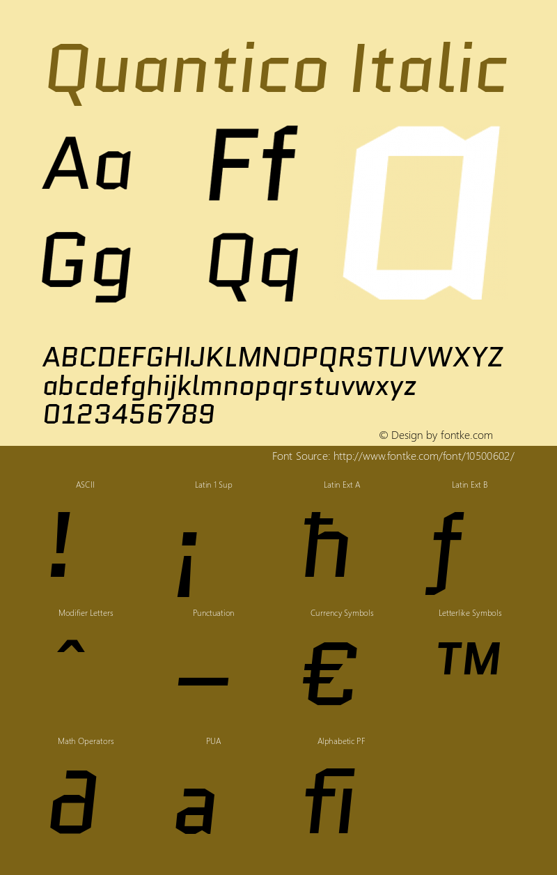 Quantico Italic Version 2.002图片样张