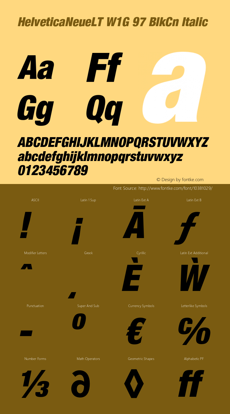 HelveticaNeueLT W1G 97 BlkCn Italic Version 1.100;PS 001.001;hotconv 1.0.38图片样张