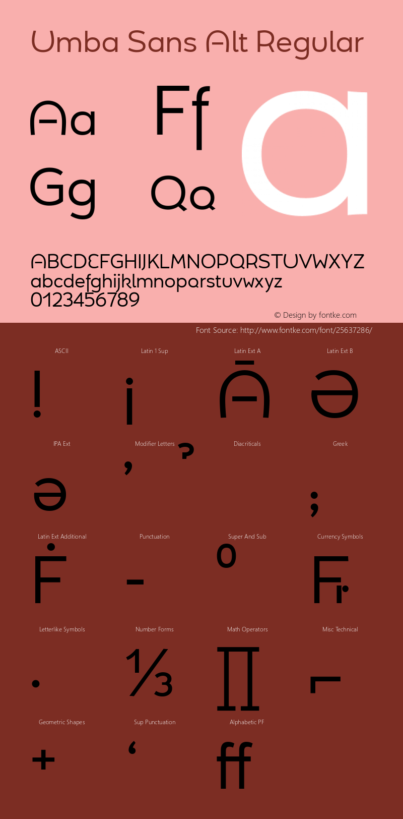 Umba Sans Alt Regular Version 1.000;PS 001.000;hotconv 1.0.88;makeotf.lib2.5.64775图片样张