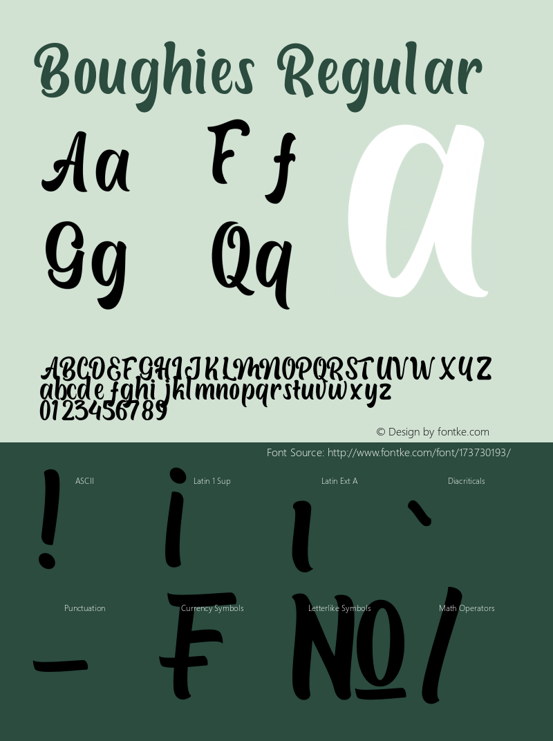 Boughies Regular Version 1.00;November 13, 2019;FontCreator 12.0.0.2547 64-bit图片样张