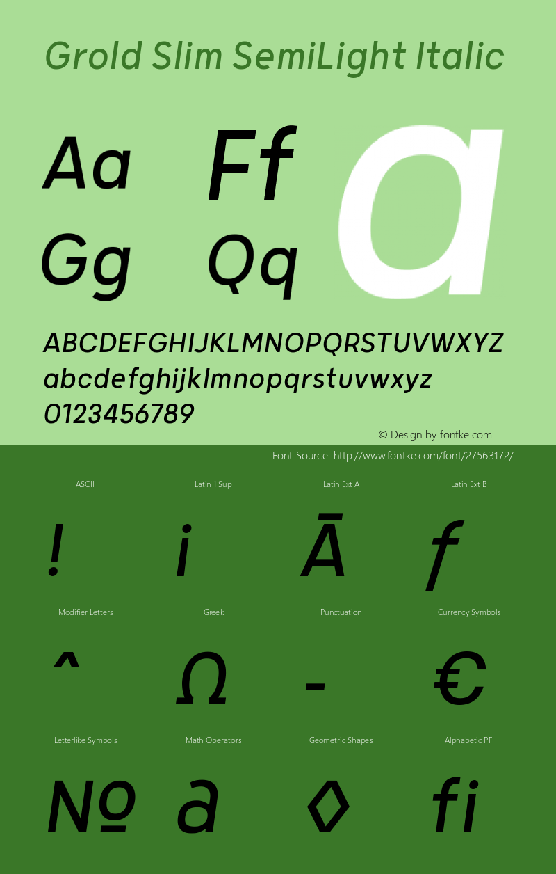 Grold Slim SemiLight Italic Version 1.000;YWFTv17图片样张