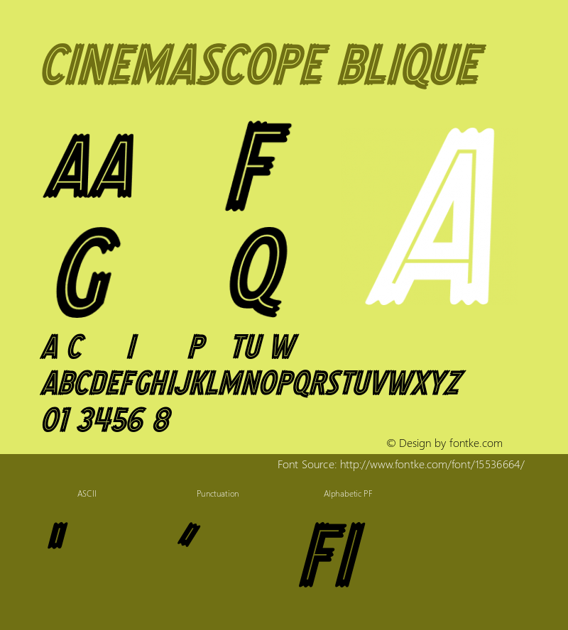 CinemascopeOblique ☞ Version 1.000;com.myfonts.easy.sideshow.cinemascope.oblique.wfkit2.version.3ToG图片样张
