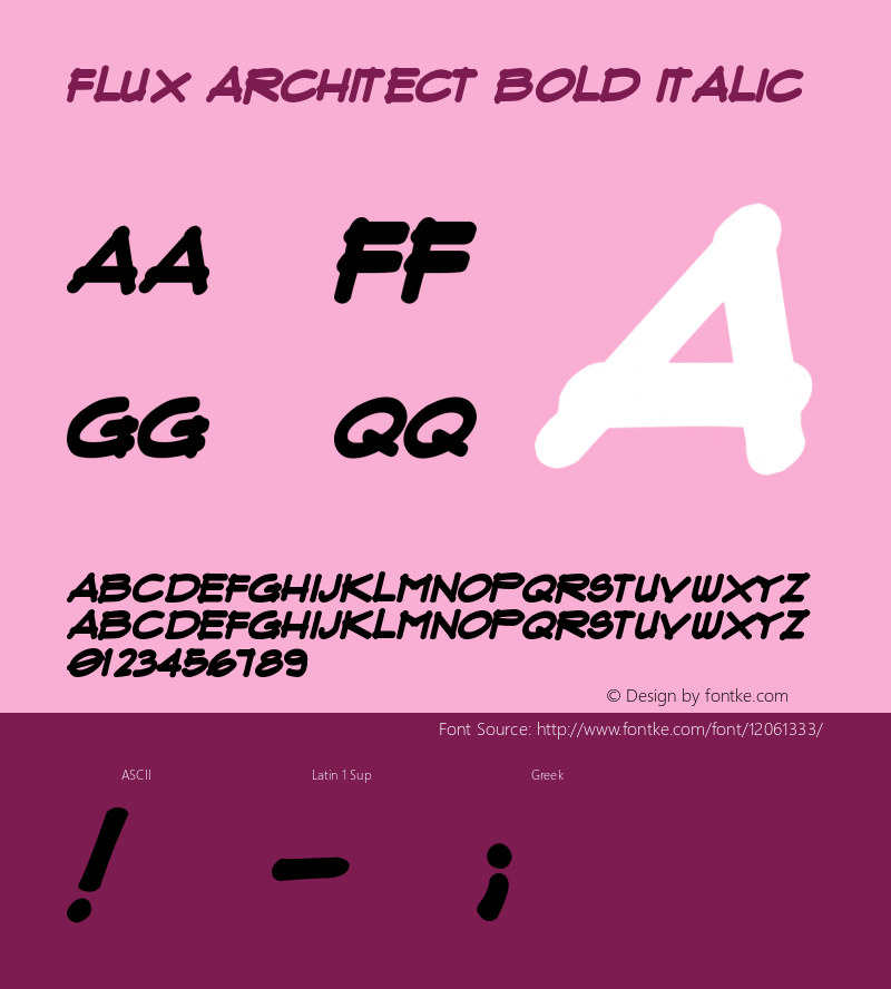 Flux Architect Bold Italic Version 1.00 September 25, 2004, initial release图片样张