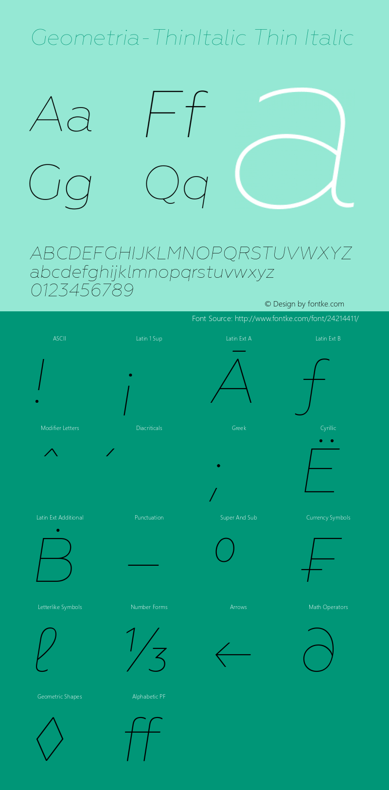 Geometria-ThinItalic Version 1.000图片样张