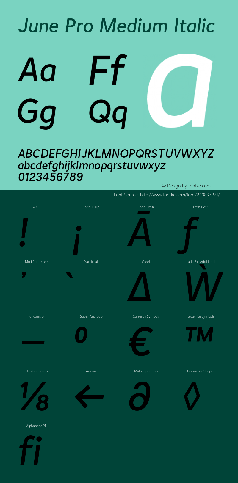 June Pro Medium Italic Version 1.012图片样张