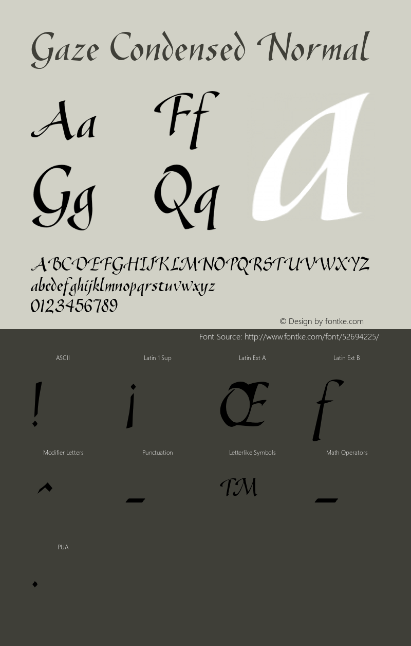 GazeCondensedNormal Altsys Fontographer 4.1 1/4/95 {DfLp-URBC-66E7-7FBL-FXFA}图片样张