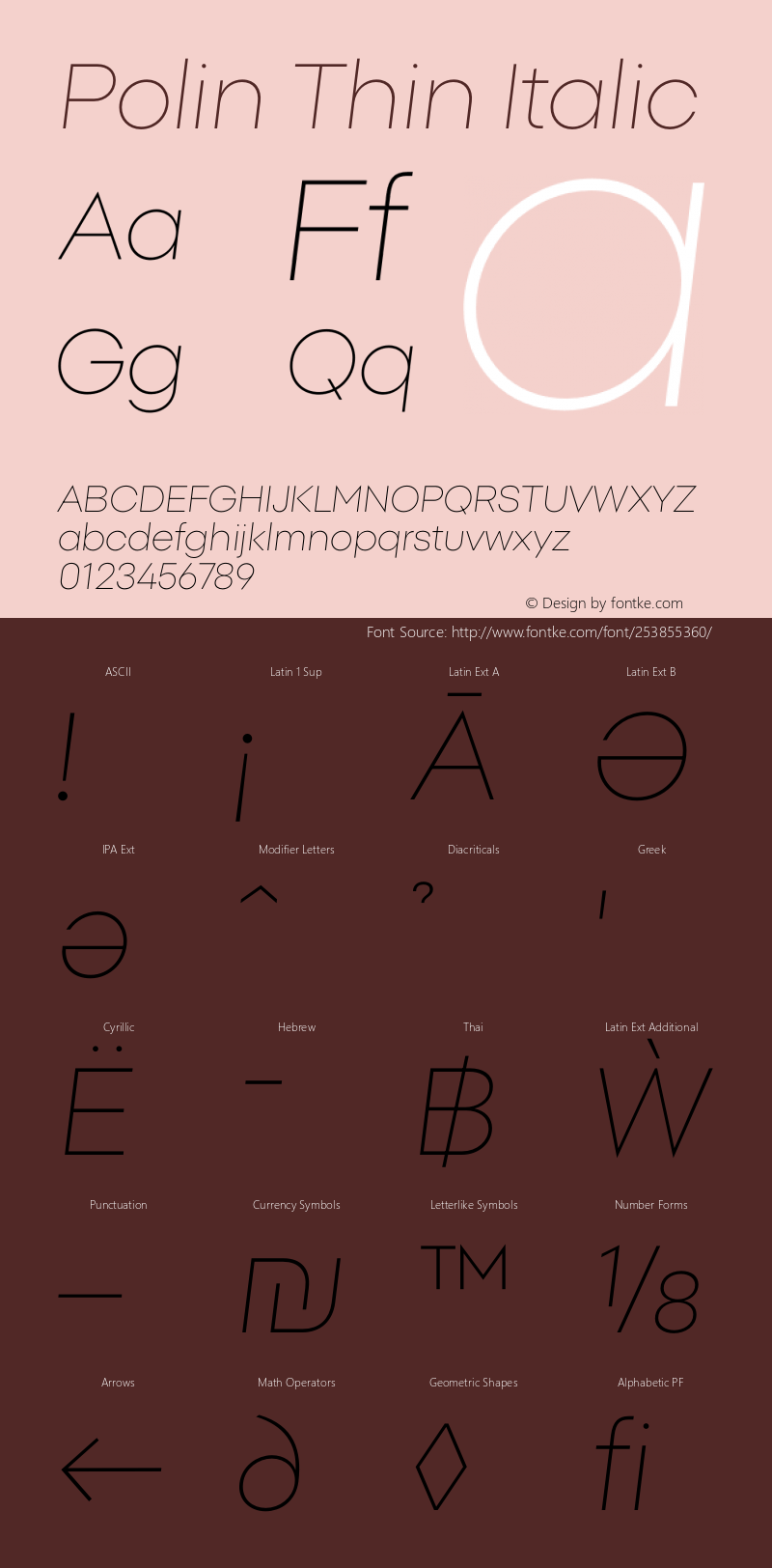 Polin Thin Italic Version 1.000;Glyphs 3.2 (3238)图片样张
