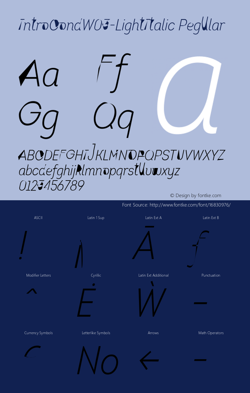 IntroCondW03-LightItalic Regular Version 1.00图片样张