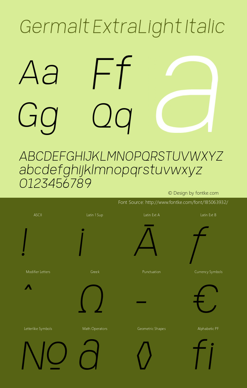 Germalt-ExtraLightItalic Version 1.000图片样张