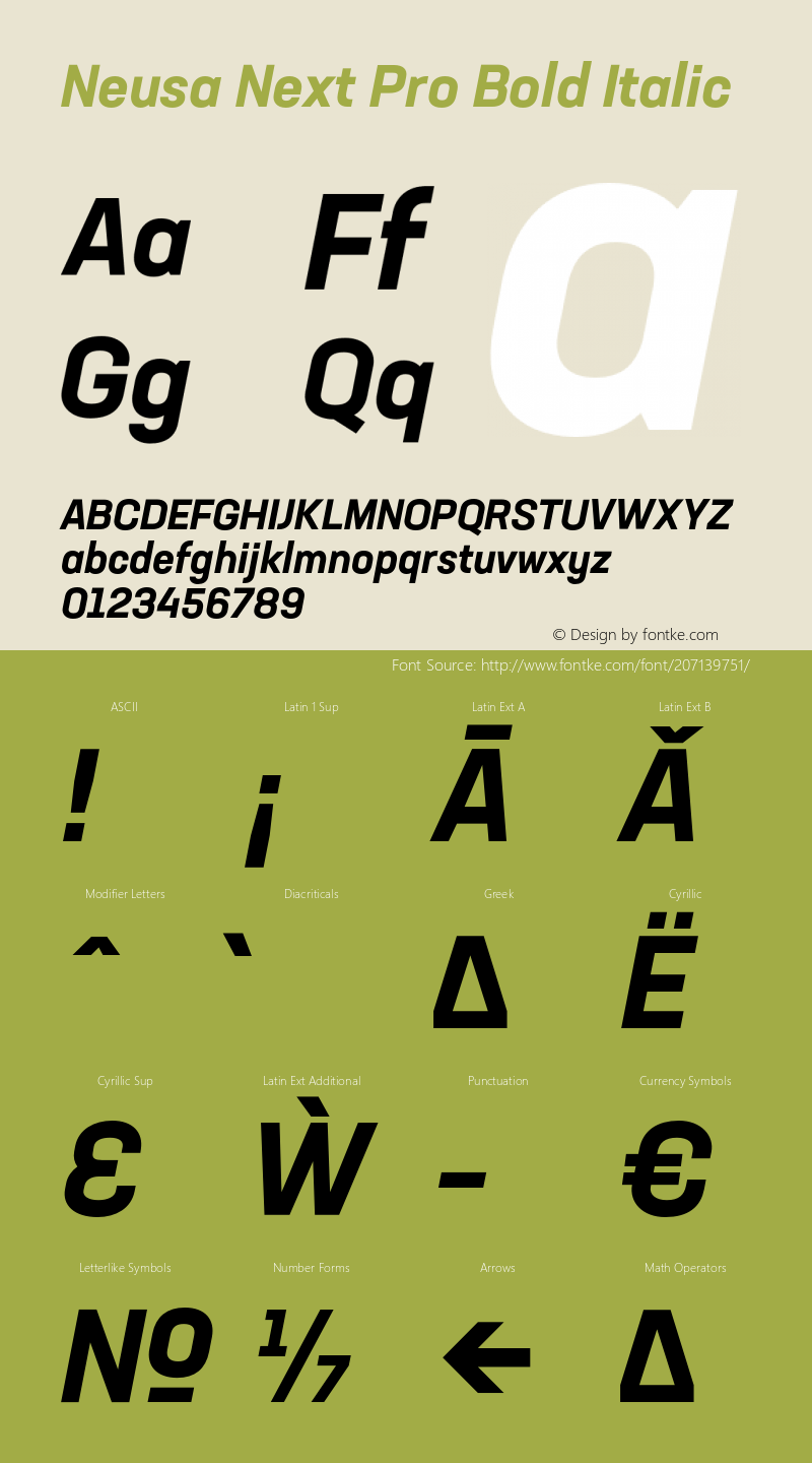 Neusa Next Pro Bold Italic Version 1.002;PS 001.002;hotconv 1.0.88;makeotf.lib2.5.64775图片样张