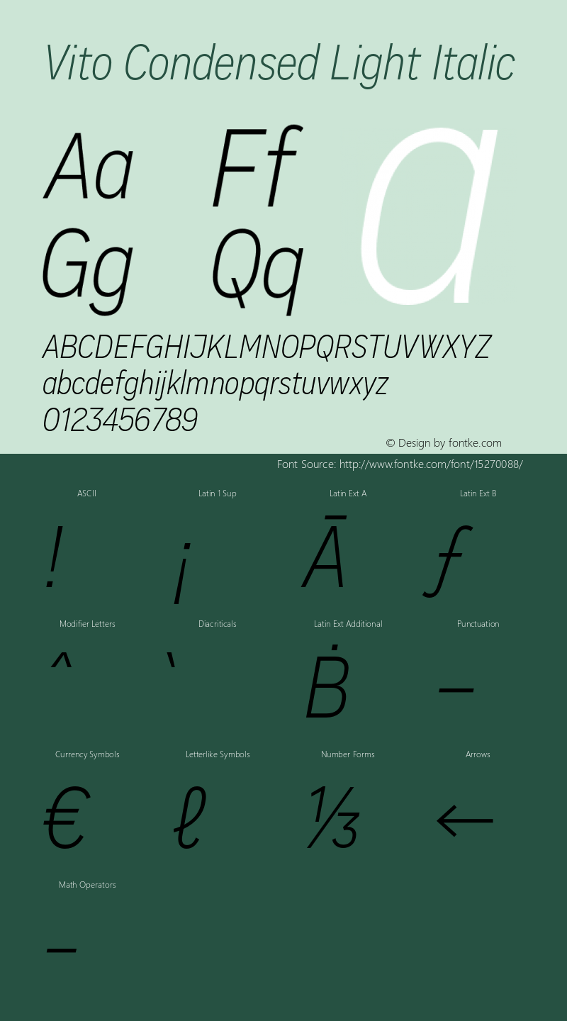 Vito Condensed Light Italic Version 1.002图片样张