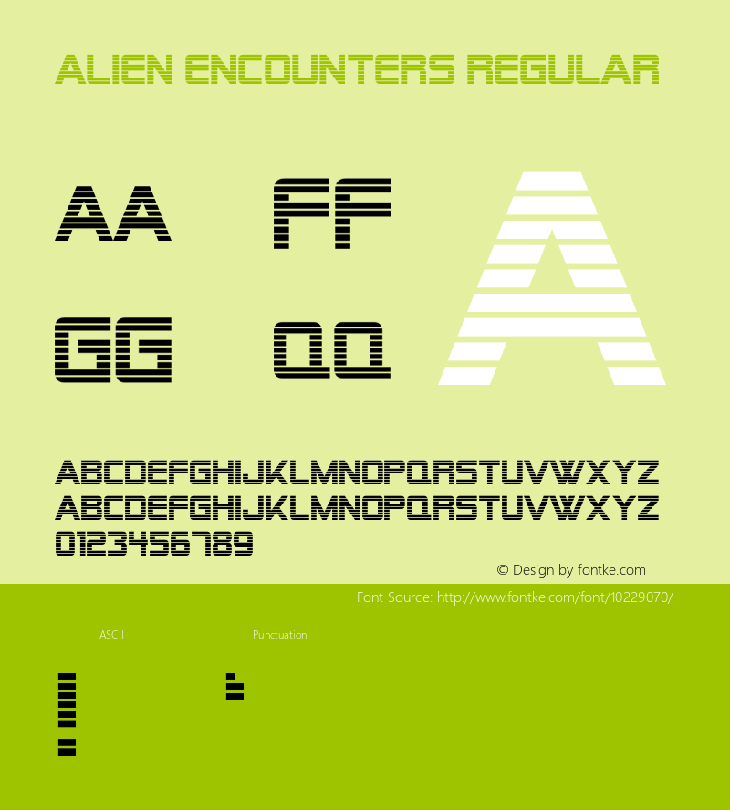 Alien Encounters Regular Macromedia Fontographer 4.1 3/28/99图片样张