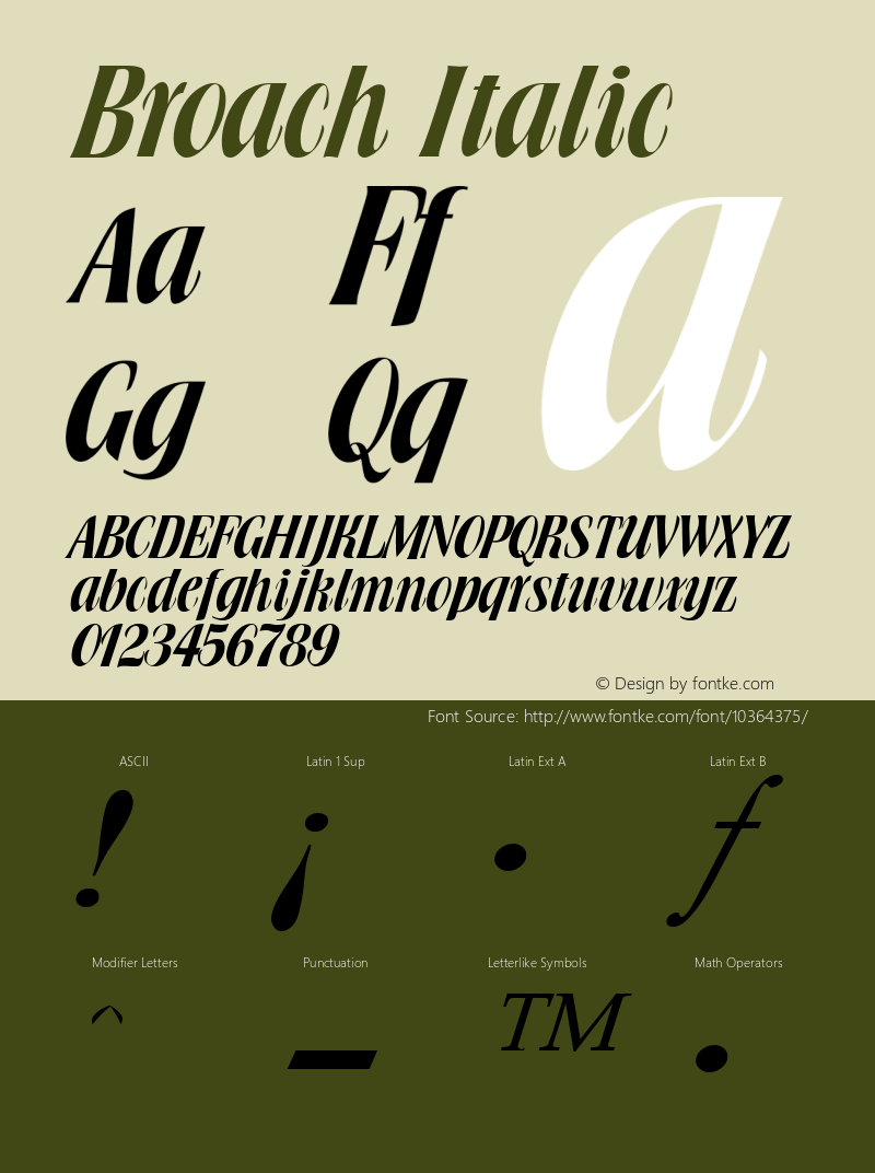 Broach Italic 1.0/1995: 2.0/2001图片样张