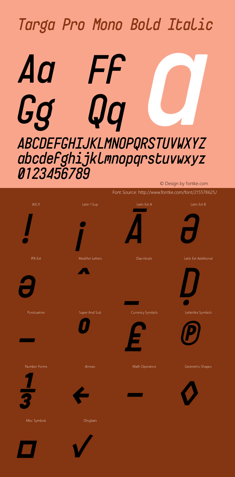 Targa Pro Mono Bold Italic Version 3.003;FEAKit 1.0图片样张