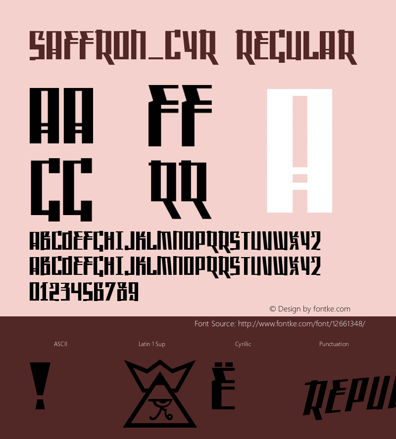 Saffron_Cyr Regular Cyrillic version 1.1; 2000图片样张