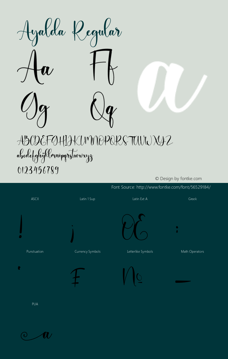 Ayalda Version 1.00;August 1, 2019;FontCreator 12.0.0.2545 64-bit图片样张