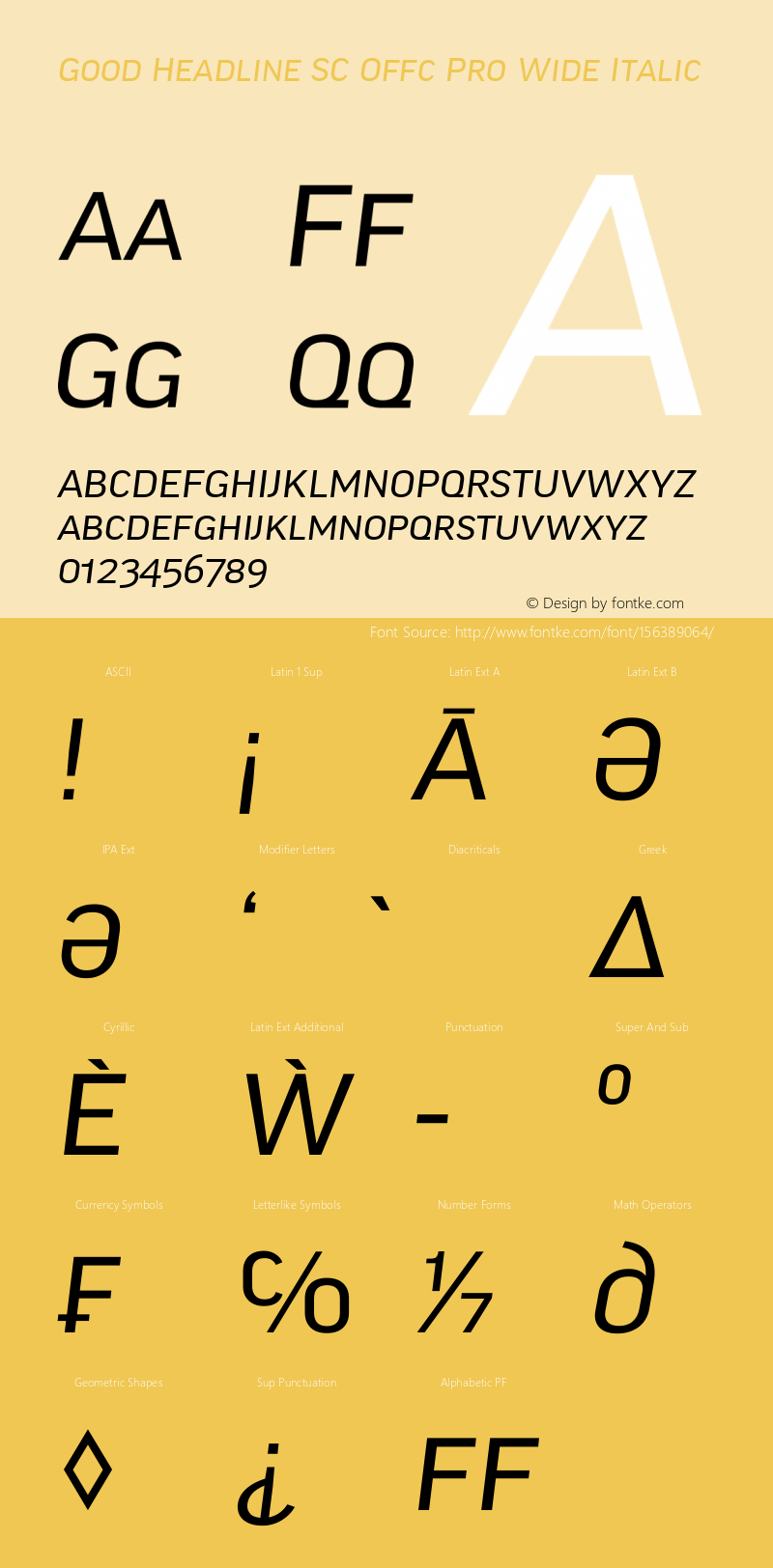 Good Head SC Offc Pro Wide Italic Version 7.504; 2014; Build 1021图片样张