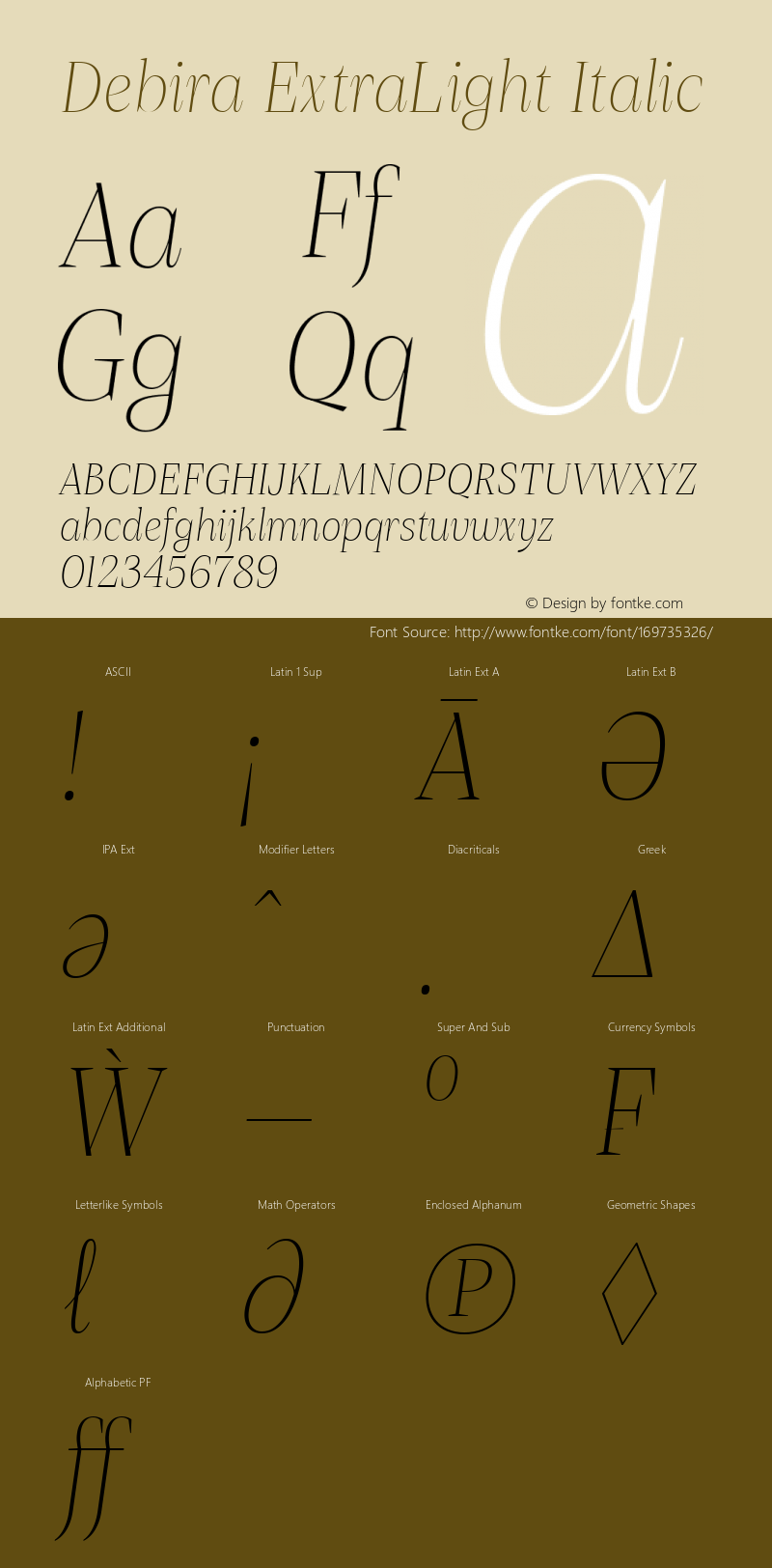 Debira ExtraLight Italic Version 1.001图片样张