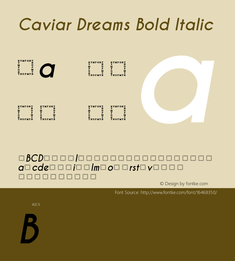 Caviar Dreams Bold Italic Version 5.00 June 15, 2014图片样张
