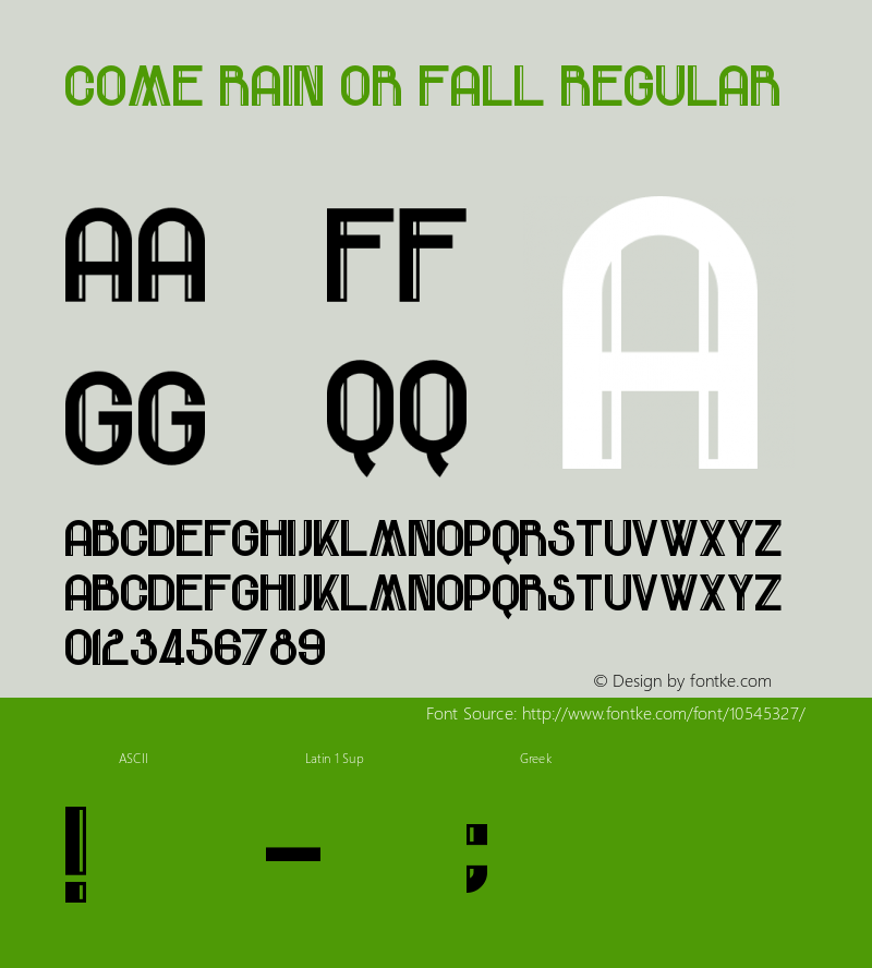 Come Rain Or Fall Regular Version 1.00 March 5, 2014, initial release图片样张