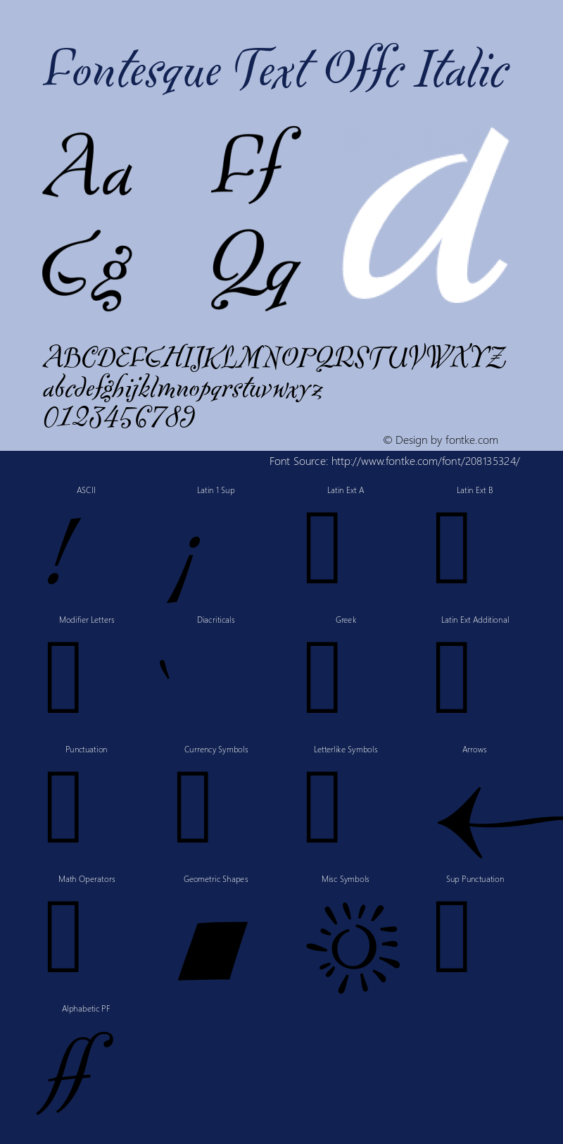 Fontesque Text Offc Italic Version 7.504; 2010; Build 1002图片样张