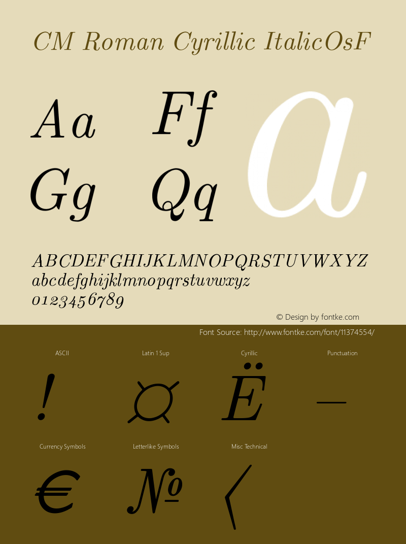 CM Roman Cyrillic ItalicOsF Version 001.001图片样张