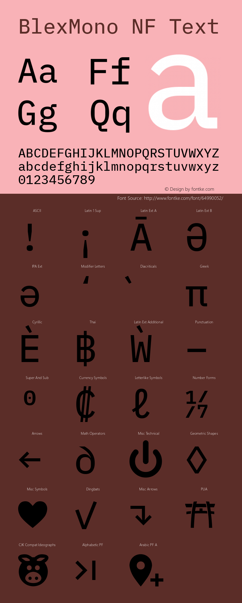 Blex Mono Text Nerd Font Complete Windows Compatible Version 2.000图片样张