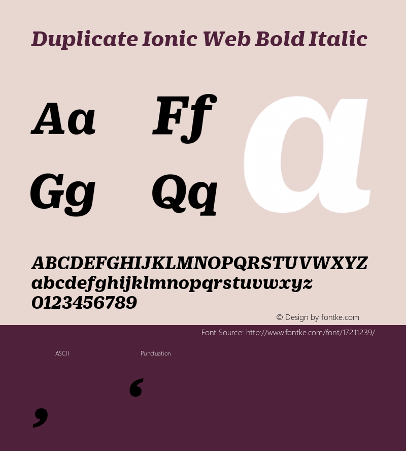 Duplicate Ionic Web Bold Italic Version 1.1 2013图片样张