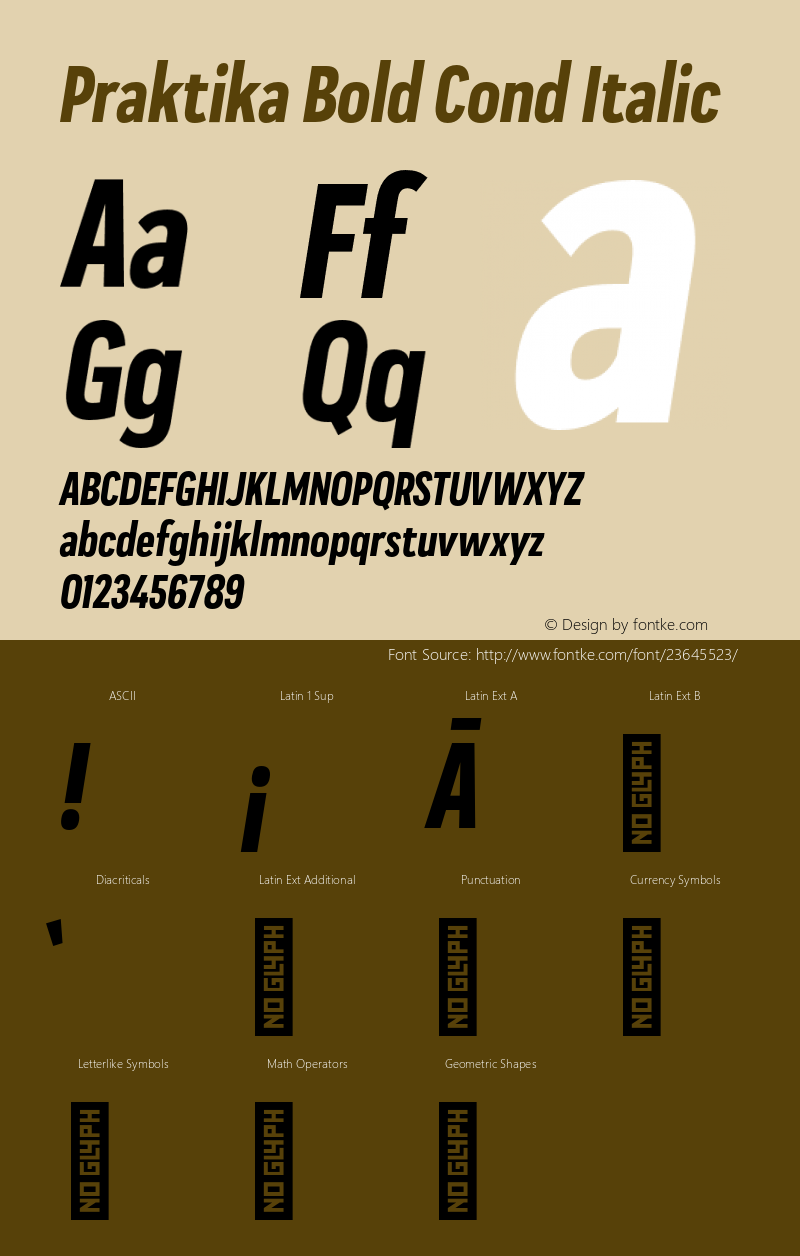 Praktika Bold Cond Italic Version 1.000;PS 001.000;hotconv 1.0.88;makeotf.lib2.5.64775图片样张