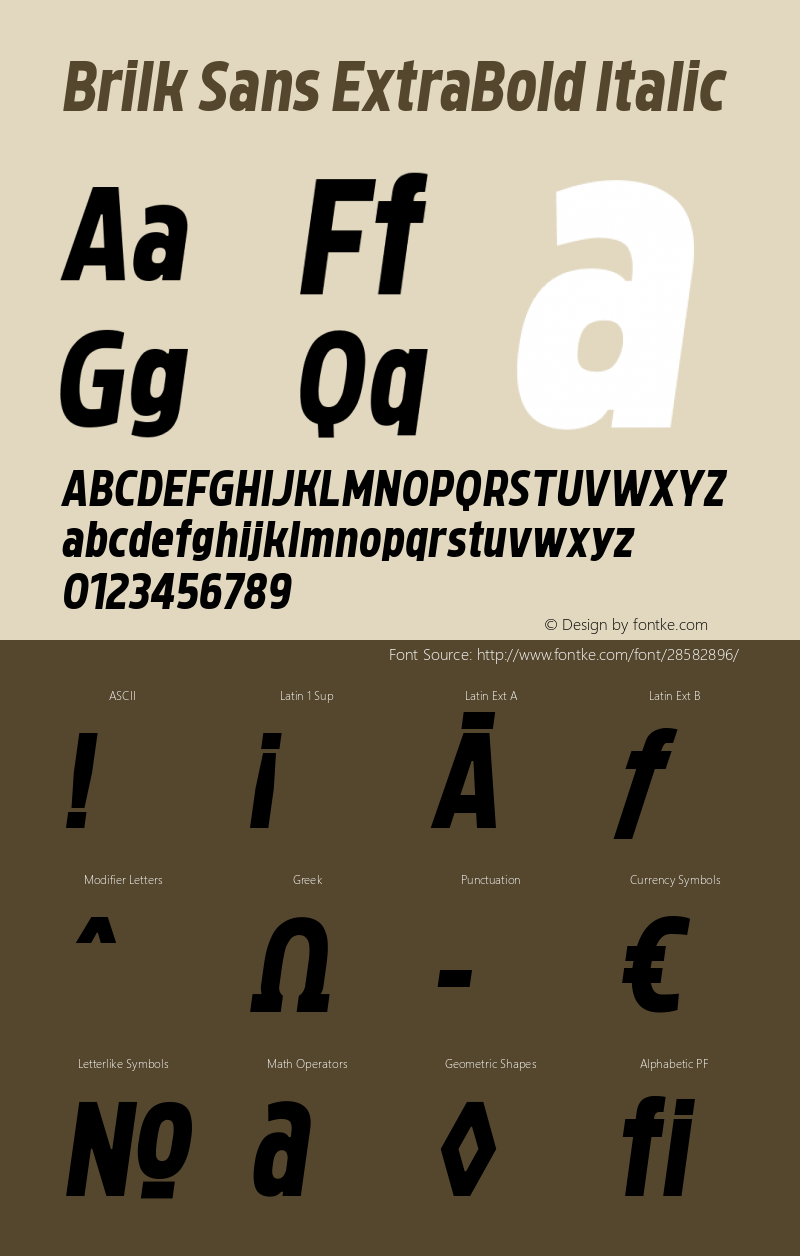 Brilk Sans ExtraBold Italic Version 1.000;YWFTv17图片样张